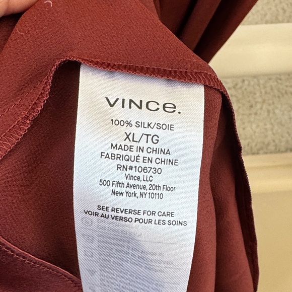 Vince Silk Rosewood Long-Sleeve Wrap Dress SZ XL - Picture 6 of 9